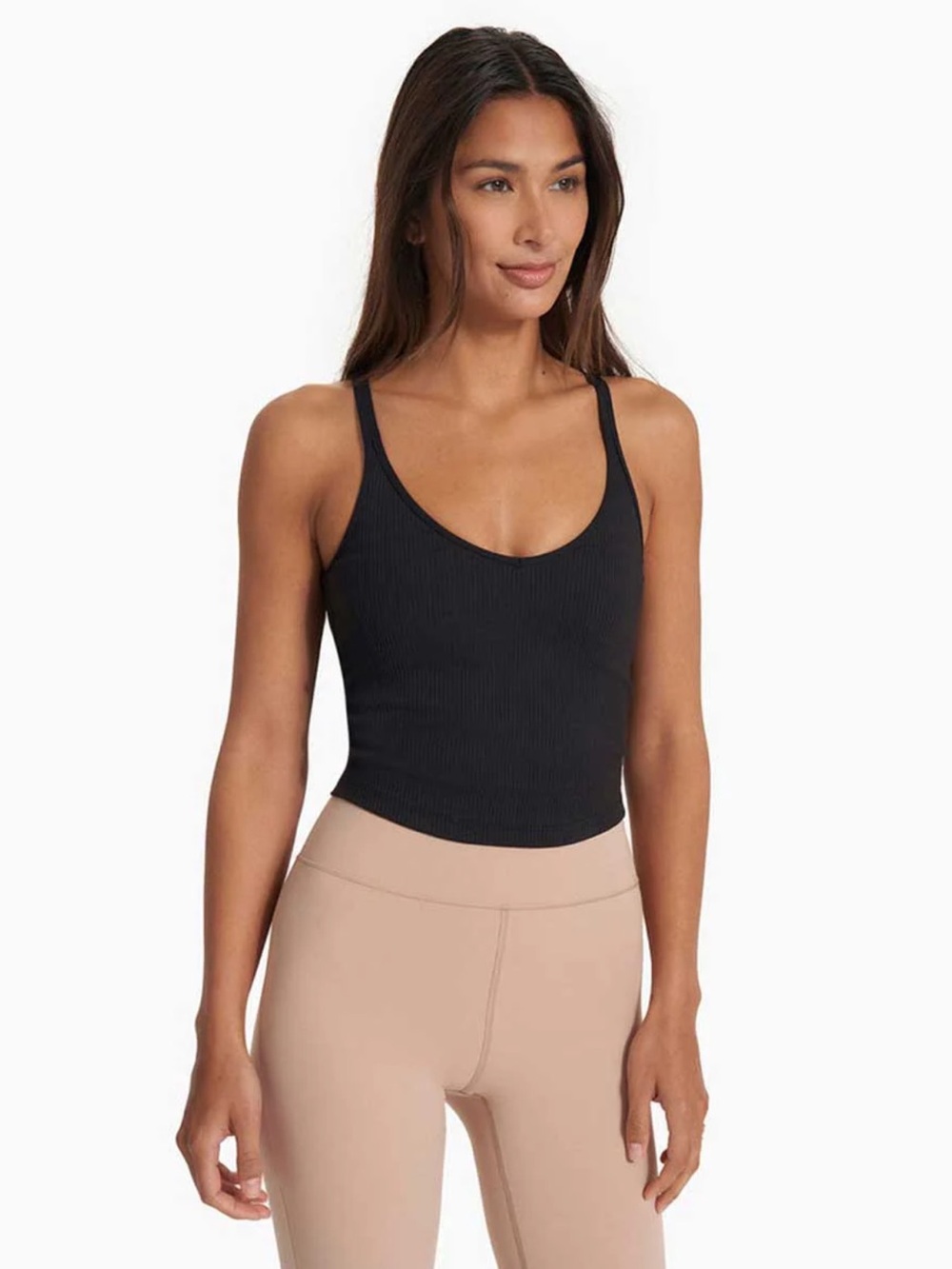 Vuori Black Ribbed Scoop Neck Tank